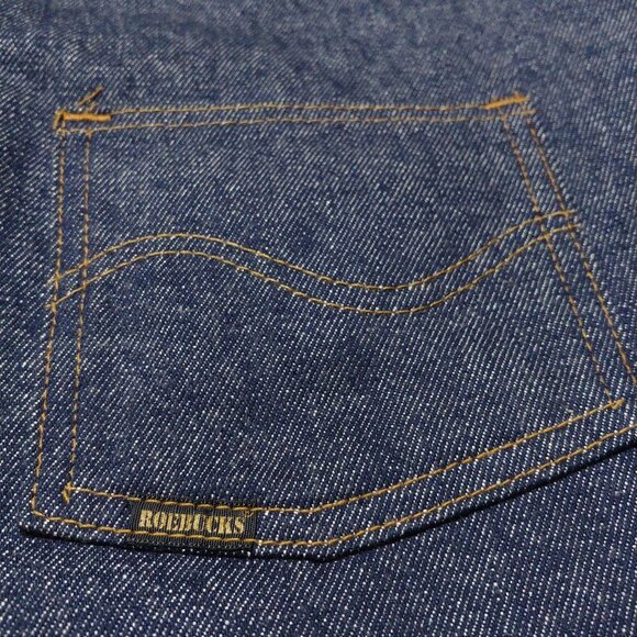 Roebucks Vintage Western Denim Jean Sherpa Wool Lined Winter Vest snap button - Picture 4 of 7